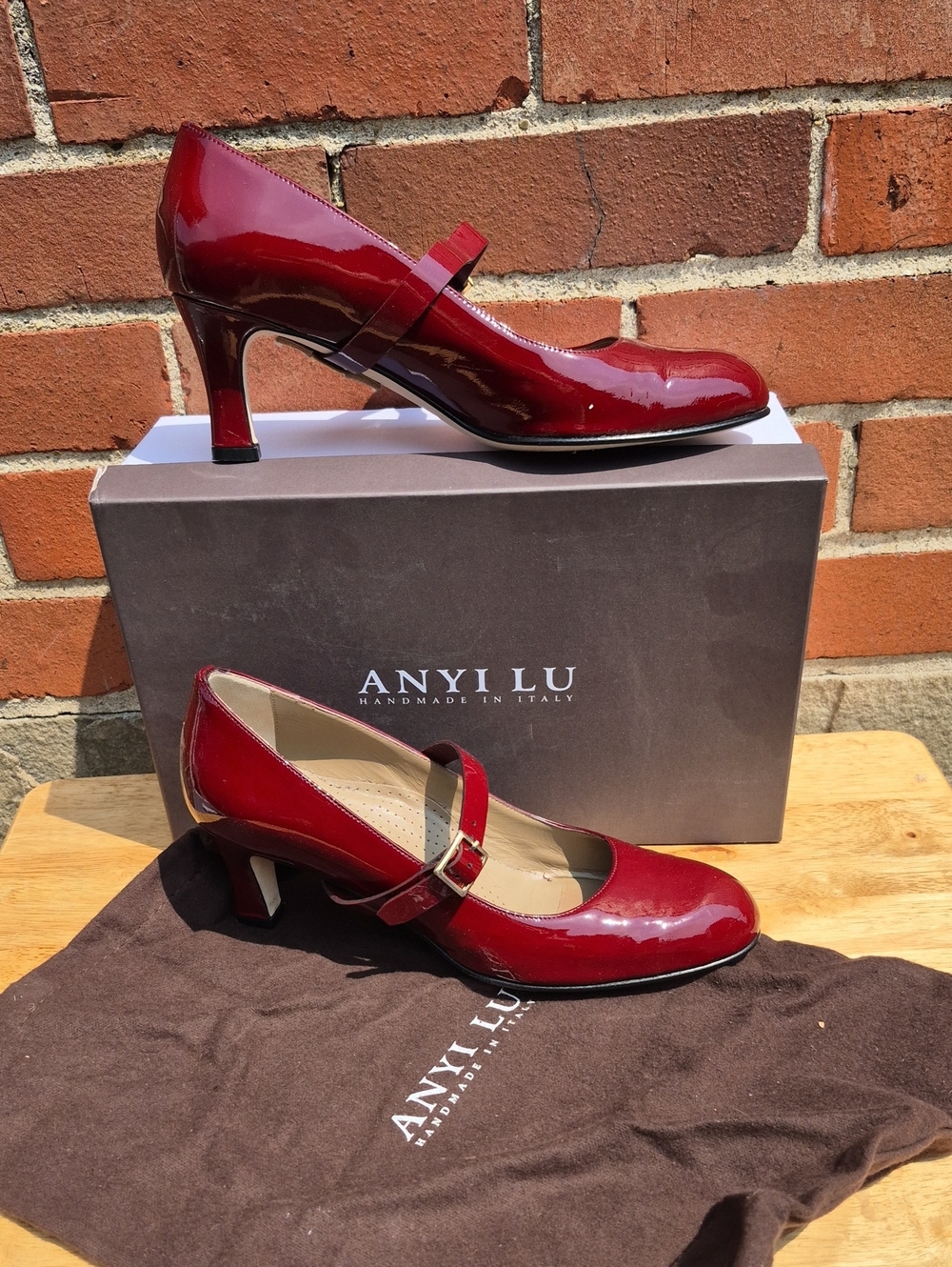 Anyi Lu TRACY 37 1/2  37.5 Oxblood Mary Jane Heel